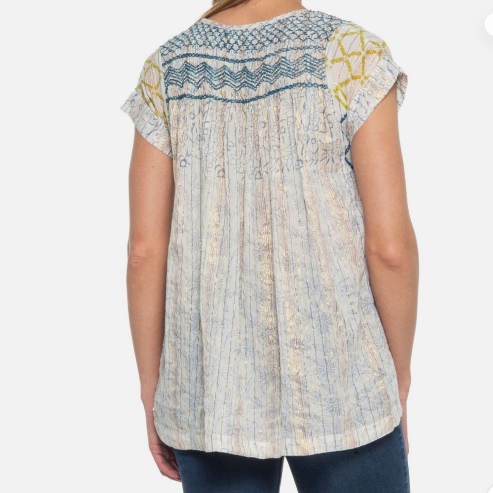 RACHEL Rachel Roy Embroidered Short Sleeve Boho Peasant Top - Picture 2 of 9